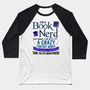 Book Nerd Funny Gift Baseball T-Shirt